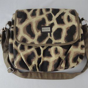 HALLE JOY Messenger Bag Beige Black Giraffe Print